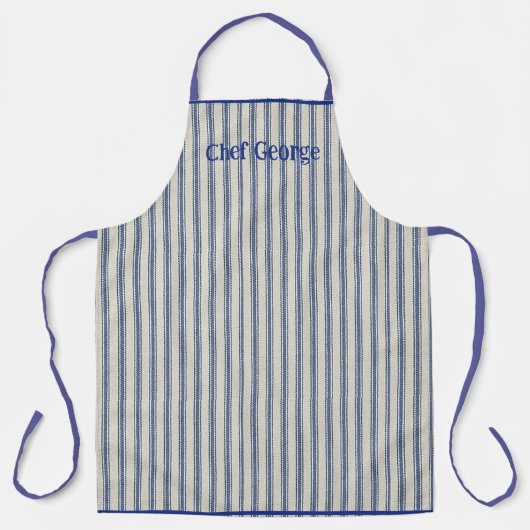 Pin Stripe Apron Name French Style Schort (Voorkant)