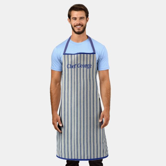 Pin Stripe Apron Name French Style Schort (Gedragen)