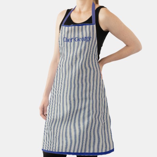 Pin Stripe Apron Name French Style Schort (Insitu)