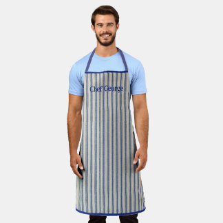 Pin Stripe Apron Name French Style Schort