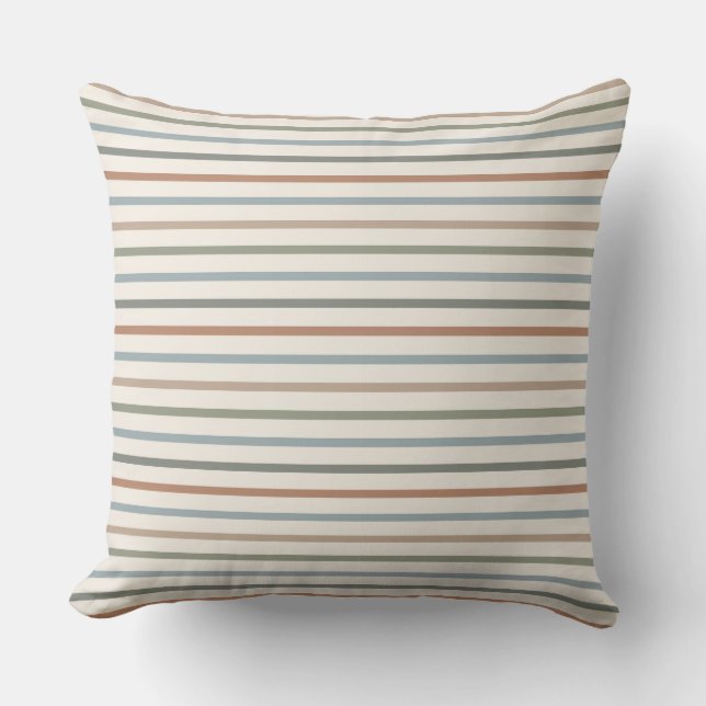 Pin Stripe Earth Boho Colored Throw Pillow Buitenkussen (Voorkant)