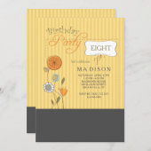 Pin Stripe Flowers Uitnodiging (Voorkant / Achterkant)