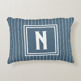 Pin Stripe - Navy + White Accent Kussen