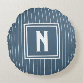 Pin Stripe - Navy + White Rond Kussen