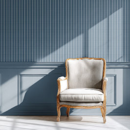 Pin Stripe - Navy + Wit Behang