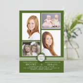 Pin Stripe Vier Foto Afstudeer Uitnodiging (Staand voorkant)