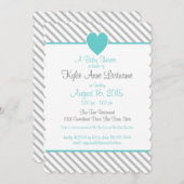 Pin Stripes en Heart Grey en Aqua Kaart (Voorkant / Achterkant)