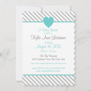 Pin Stripes en Heart Grey en Aqua Kaart