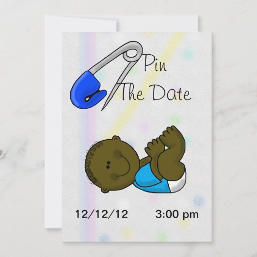 Pin the Date Dark Baby Boy Shower Invitation Save The Date (Voorkant)