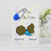 Pin the Date Dark Baby Boy Shower Invitation Save The Date (Staand voorkant)