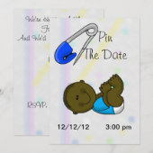 Pin the Date Dark Baby Boy Shower Invitation Save The Date (Voorkant / Achterkant)