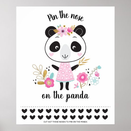 Pin the Nose on the Panda Birthday Party Game Poster (Voorkant)