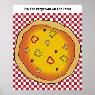 Pin the Pepperoni on the Pizza Game Poster