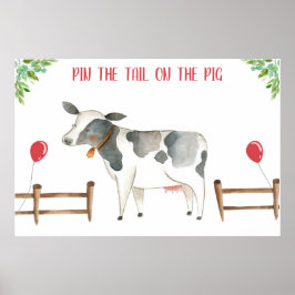 Pin the Tail Koe Farm Animals Boy Birthday Poster