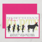 Pin the Tail on the Donkey Birthday Invitation Kaart (Voorkant / Achterkant)