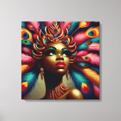  Pin-Up African Woman Bold Feathers jaren 1960 Canvas Afdruk (Voorkant)