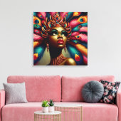 Pin-Up African Woman Bold Feathers jaren 1960 Canvas Afdruk (Insitu (Woonkamer))