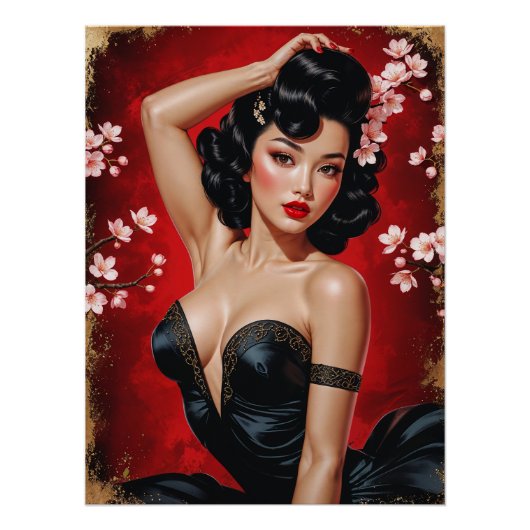 Pin-Up Asiatique Cerisier in 🌸 Perfect Poster (Voorkant)