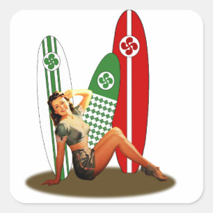 Pin-up Basque Frankrijk Vierkante Sticker