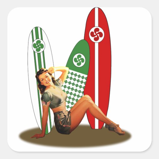 Pin-up Basque Frankrijk Vierkante Sticker (Voorkant)