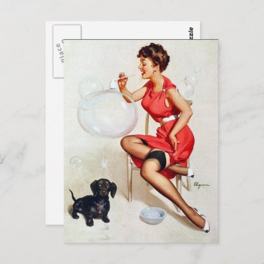 Pin-up blaasbaar Briefkaart (Voorkant / Achterkant)