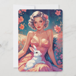Pin-Up Bloemstuk Cute Paashaas Feestdagenkaart
