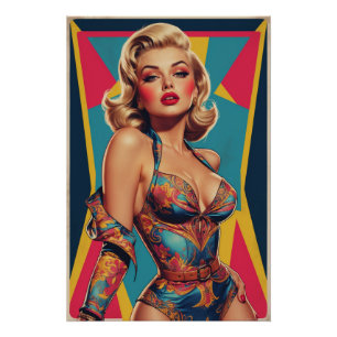 Pin-up Blonde Pop Art weergeven Perfect Poster