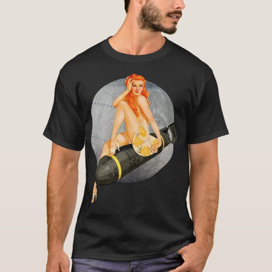 Pin-up blondine bom WW2 40s T-shirt (Voorkant)