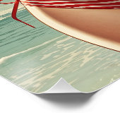 Pin-Up Brune-afbeelding in Bikini Rayé Rouge en Bl Perfect Poster (Hoek)