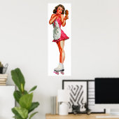  pin-up Car hoproller schaats girl Poster (Thuiskantoor)