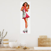  pin-up Car hoproller schaats girl Poster (Keuken)