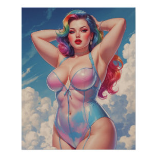 Pin-Up Chewil Arc-en-Ciel in de wolken weergeven Perfect Poster