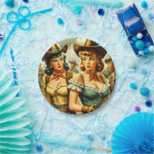  Pin-up Cowgirls Papieren Bordje (Feest)