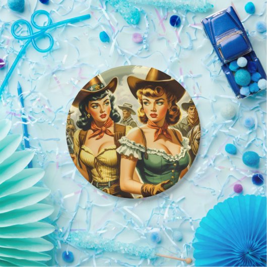  Pin-up Cowgirls Papieren Bordje (Feest)