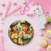 Pin-up Cowgirls Papieren Bordje (Feest)