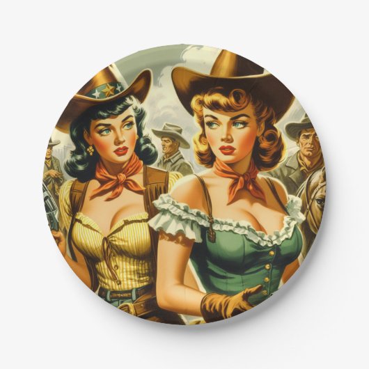  Pin-up Cowgirls Papieren Bordje (Voorkant)