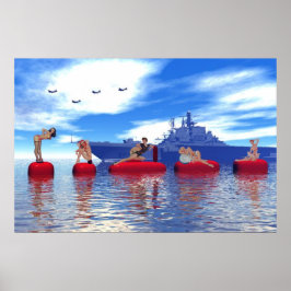 Pin-up en Glamor Girls met de marine Poster