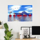 Pin-up en Glamor Girls met de marine Poster (Thuiskantoor)