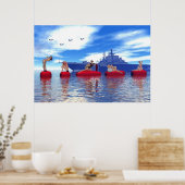 Pin-up en Glamor Girls met de marine Poster (Keuken)