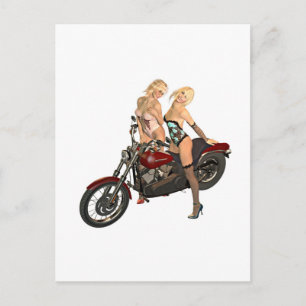 Pin-up fietsmeisjes briefkaart