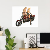 Pin-up fietsmeisjes poster (Thuiskantoor)