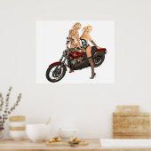 Pin-up fietsmeisjes poster (Keuken)