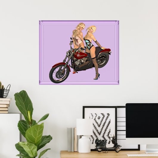 Pin-up fietsmeisjes poster (Thuiskantoor)