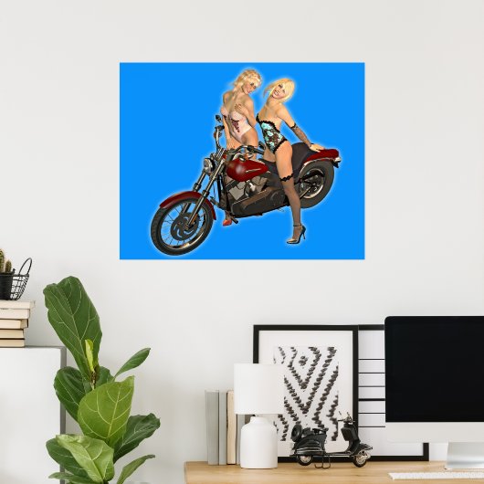 Pin-up fietsmeisjes poster (Thuiskantoor)