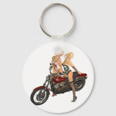 Pin-up fietsmeisjes sleutelhanger (Voorkant)