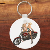 Pin-up fietsmeisjes sleutelhanger (Voorkant)