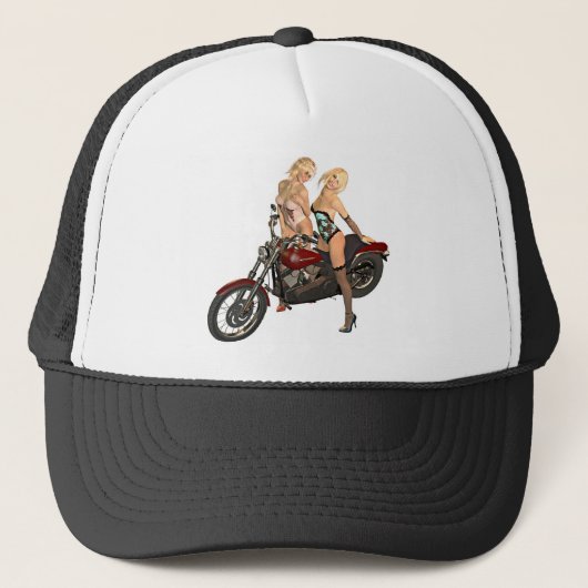 Pin-up fietsmeisjes trucker pet (Voorkant)