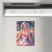 Pin-Up Floral Schattige Paashaas Magneet (Insitu (Vaatwasser))