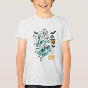 Pin-Up Ghost Girl - Spookachtig Schattige Hallowee Tri-Blend Shirt