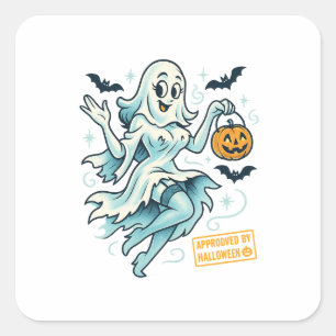 Pin-Up Ghost Girl - Spookachtig Schattige Hallowee Vierkante Sticker